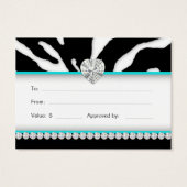 Jewelry Salon Gift Card Zebra Animal Lips Blue (Back)