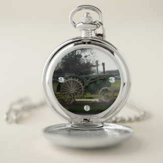 Jewelry, Silver Pocket Watch, Old-Time Tractor.  Pocket Watch