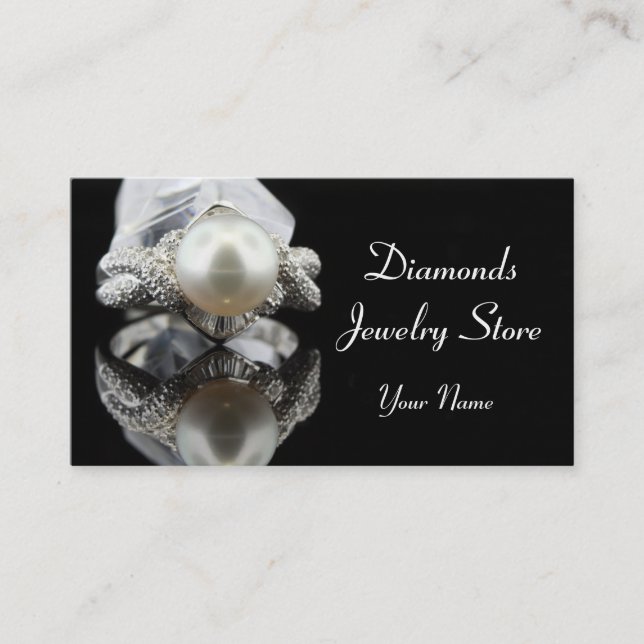 Jewelry Store Pearl Ring Business Card (Front)