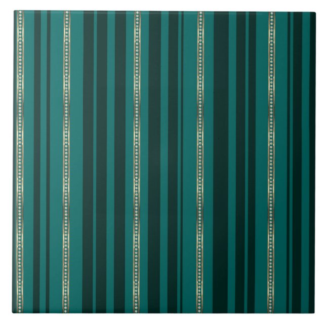 Jewelry Striped Green Ceramic Tile (Front)