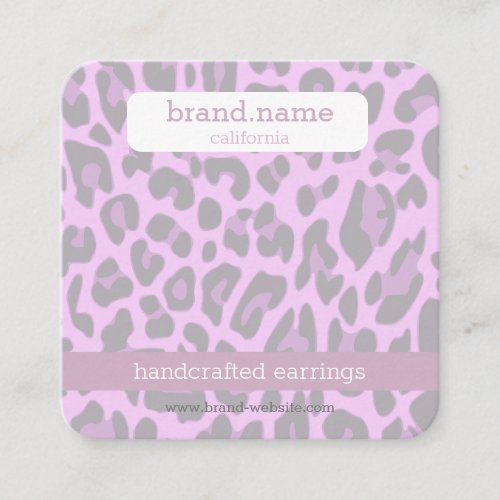Jewelry Stud Display Purple Leopard Print Handmade Square Business Card