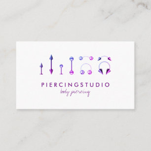 Jewelry Studio Tattoo Purple Pink Body Piercing Business Card