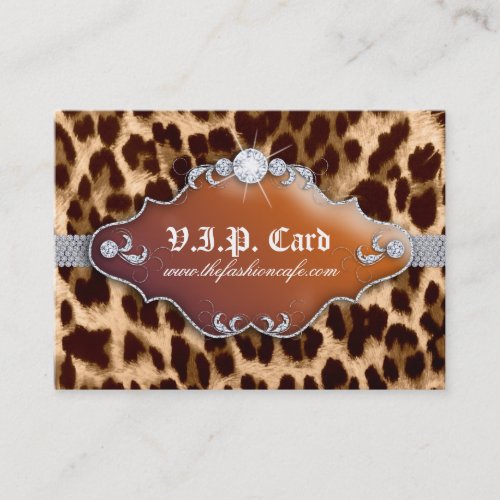 Jewelry Tanning VIP Club Card Leopard Brown Business Card
