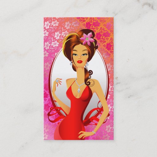 Customizable Jewelry Woman Pink Lace Business Card