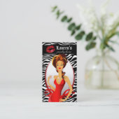Jewelry Woman Red Zebra Lips Black Business Card (Standing Front)
