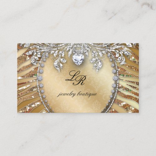 Jewelry Zebra Business Card Gold Sequins Heart