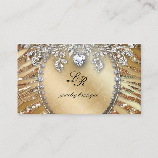 Customizable Jewelry Zebra Business Card Gold Sequins Heart