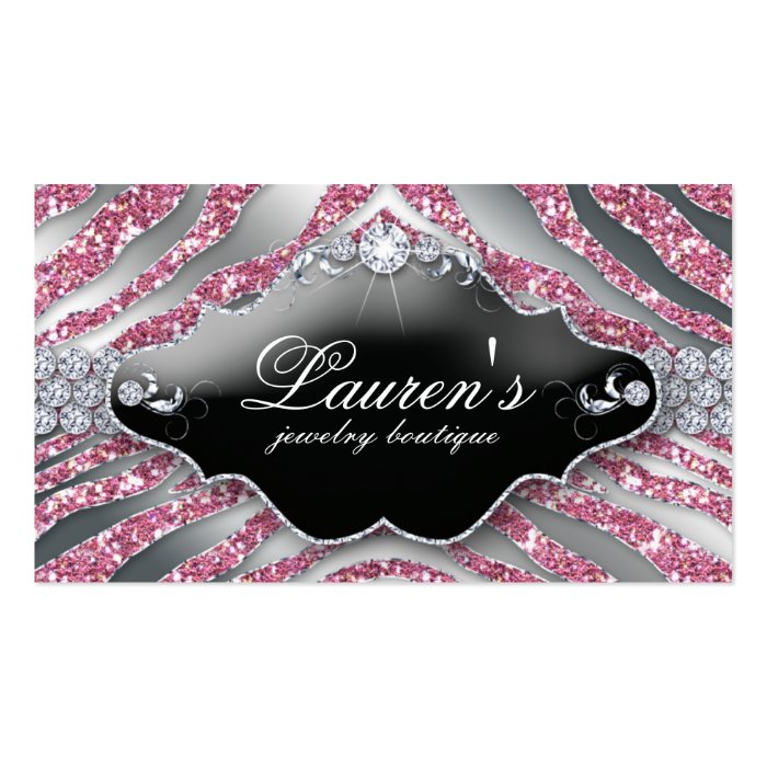 Jewelry Zebra Business Card Sparkle Pink SB