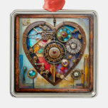 Jewels And Stained Glass Heart Steampunk Series Metal Ornament