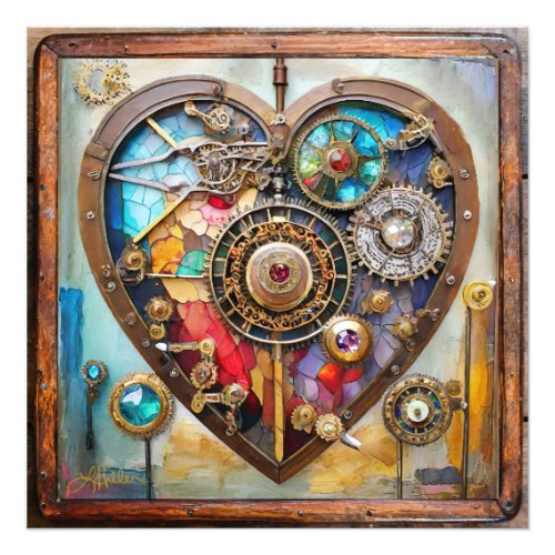 Jewels And Stained Glass Heart Steampunk Series Photo Print