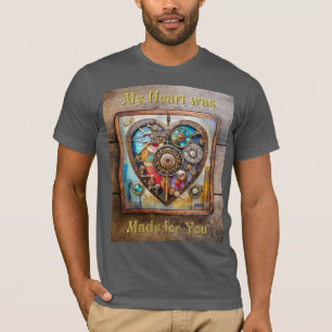 Jewels And Stained Glass Heart Steampunk Series T-Shirt