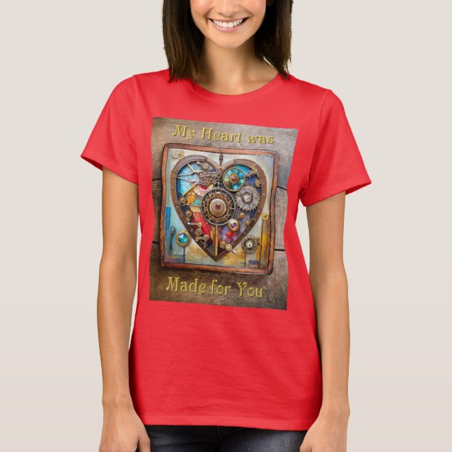 Jewels And Stained Glass Heart Steampunk Series T-Shirt (Front)