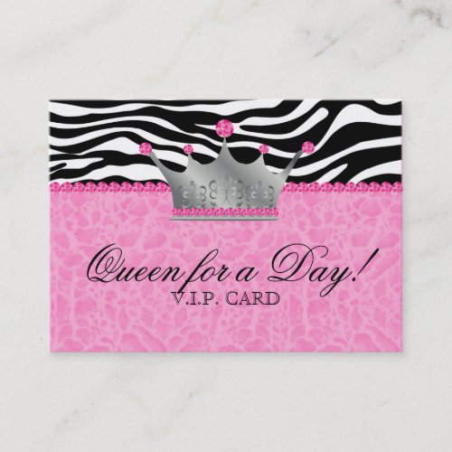 Jewels Crown Zebra leopard Lace Pink VIP Card Business Cards