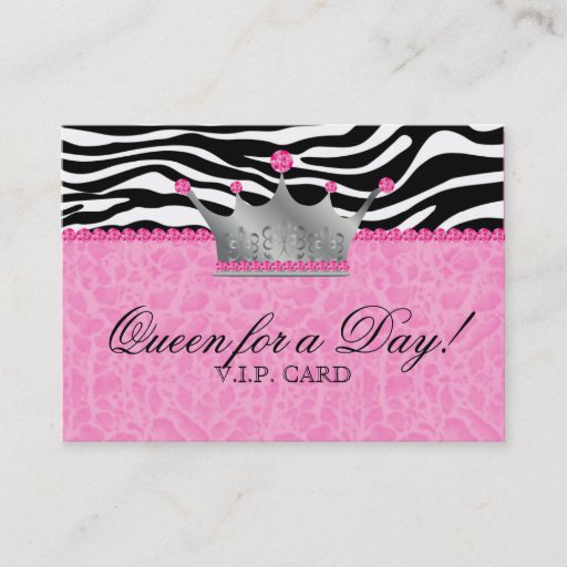 Customizable Jewels Crown Zebra leopard Lace Pink VIP Card Business Cards