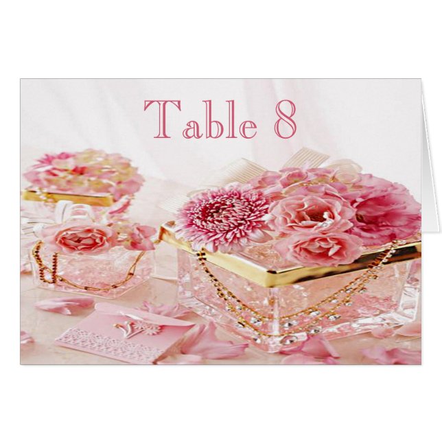 Jewels, Flowers & Boxes Wedding Table Number Card (Front Horizontal)