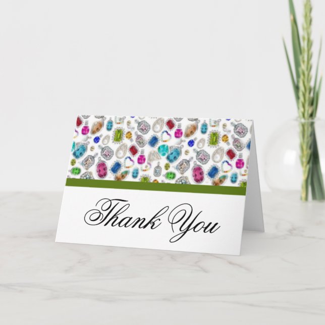 Jewels/Jewelry Thank You Greeting Card (Front)