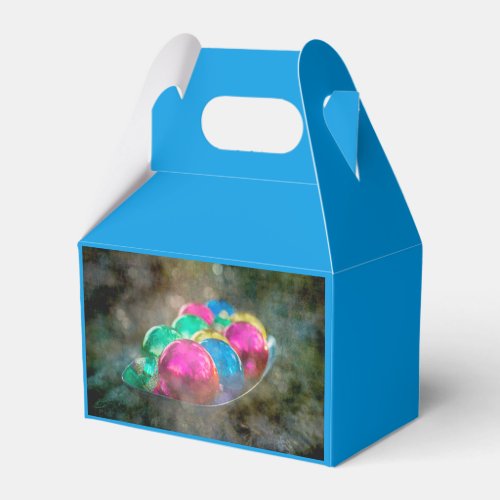Jewels of the Forest Christmas Ornaments on Blue Favor Boxes