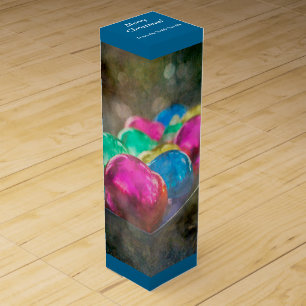 Jewels of the Forest Christmas Ornaments on Blue Wine Box