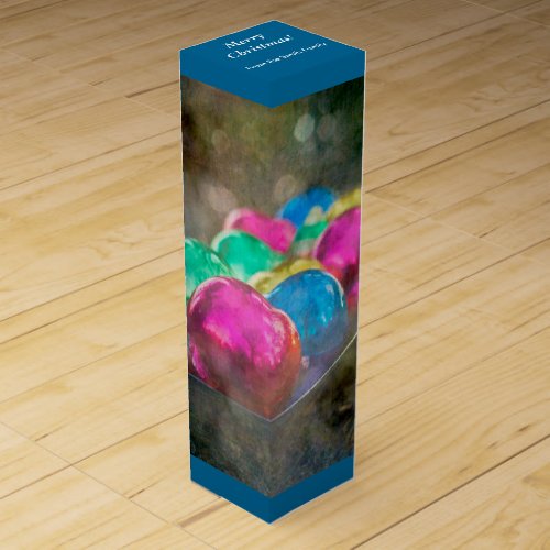 Jewels of the Forest Christmas Ornaments on Blue Wine Box