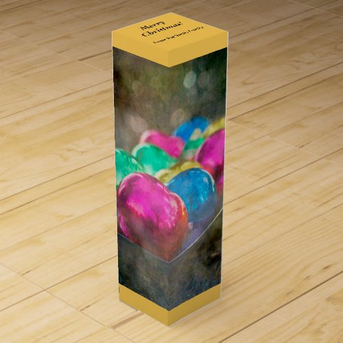 Jewels of the Forest Christmas Ornaments on Gold Wine Box