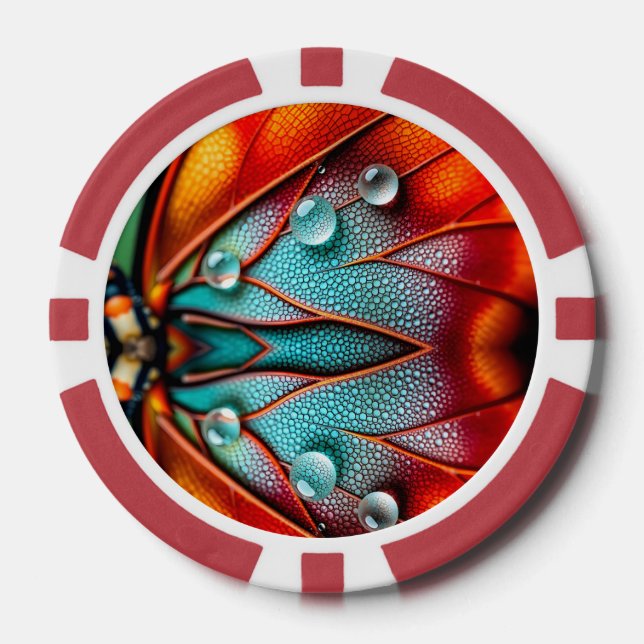 Jewels on a Fiery Wing Poker Chips (Front)