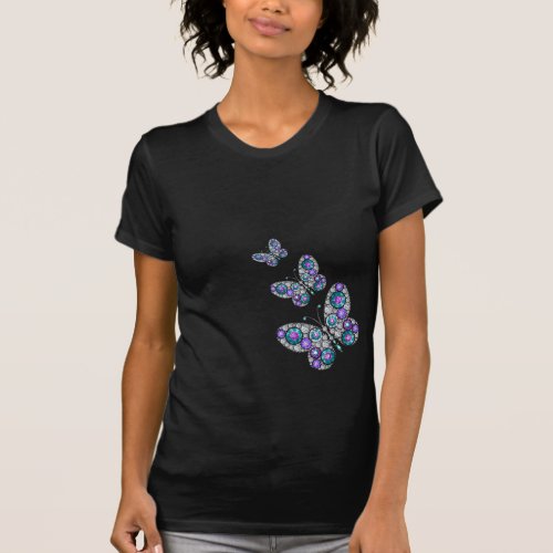 Jewels Rhinestone Butterfly Womens Top