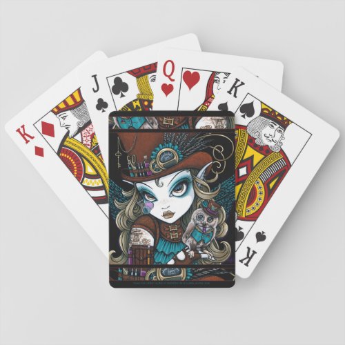 Jewels  Vern Steampunk Angel Owl Familiar Playing Cards