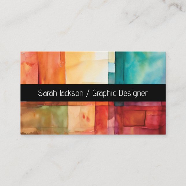 Jeweltone Color Blocks Graphic Artist Business Card (Front)