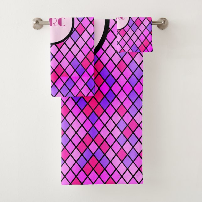 Jeweltone Diamonds Personalized Bath Towel Set (Insitu)