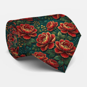 Jeweltone Flowers with Gold Accents Neck Tie