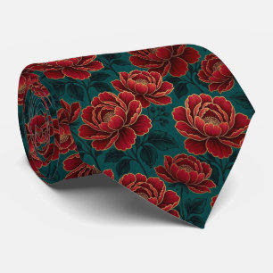 Jeweltone Flowers with Gold Accents Neck Tie