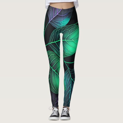 Jeweltone Leaves Leggings