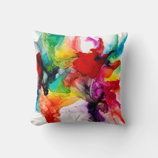 Jeweltone Prism - Watercolor Throw Pillow (Front)