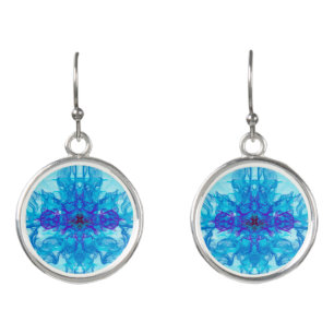JEWERLY - Blue Smoke - Fractal Art - Earrings