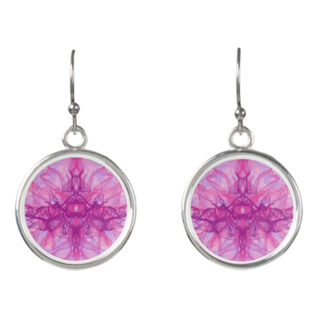 JEWERLY - Orange Smoke - Fractal Art - Earrings (Front)