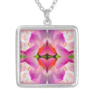 JEWERLY - Purple Flower - Silver Plated Necklace