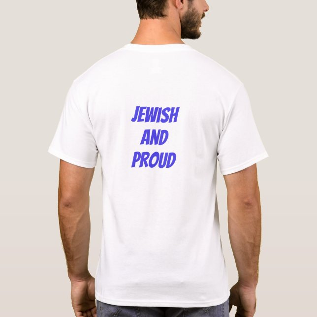 Jewish and Proud Star of David glitter heart T-Shirt (Back)