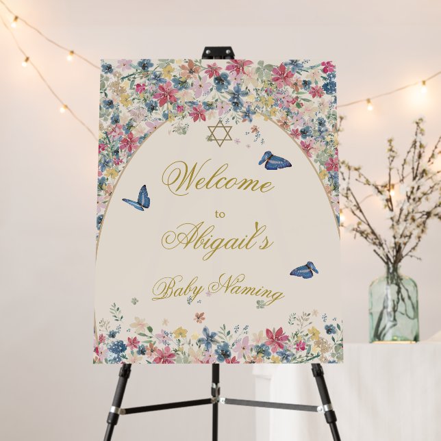 Jewish Baby Naming Floral Elegant Personal Foam Board (In Situ (Stand))