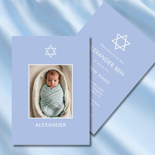 Jewish Baby Naming Photo Star of David Hebrew Invitation