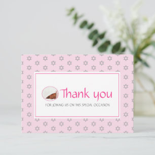 Jewish Baby Naming Simchat Bat Photo Pink Thank You Card