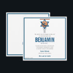 Jewish Basketball Bar Mitzvah Invite square<br><div class="desc">Jewish Basketball Bar Mitzvah Invitation in square orange and blue with the Star of David</div>