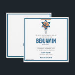 Jewish Basketball Bar Mitzvah Invite square<br><div class="desc">Jewish Basketball Bar Mitzvah Invitation in square orange and blue with the Star of David</div>