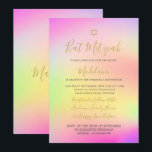 Jewish Bat Mitzvah Rainbow Gold Girls Hebrew  Invitation<br><div class="desc">A rainbow background is the basis for this Bat Mitzvah design.
Elegant and modern .
Easily change the information for your own custom design.
From a range by Chessie's Fine Designs.</div>