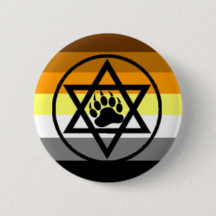 Jewish Bear Pride Flag Pinback Button