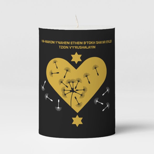 Jewish bereavement And Loss Pillar Candle (Front)