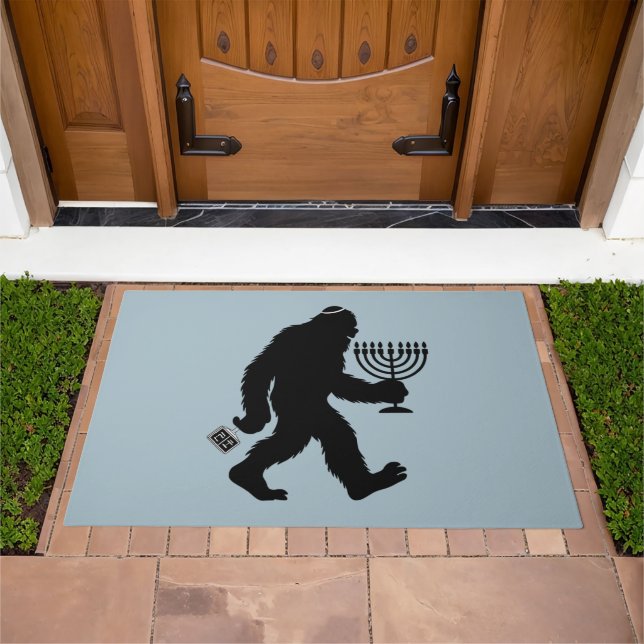Jewish Bigfoot Hanukkah Chanukah Humor Hilarious  Doormat (Outdoor)