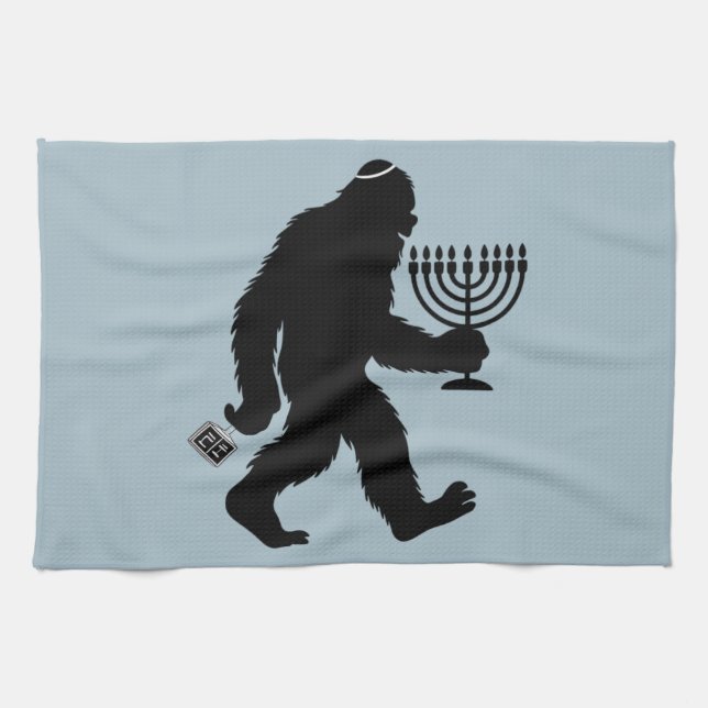 Jewish Bigfoot Hanukkah Chanukah Humor Hilarious  Kitchen Towel (Horizontal)