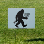 Jewish Bigfoot Hanukkah Chanukah Humor Hilarious  Sign<br><div class="desc">Jewish Bigfoot Hanukkah Chanukah Humor Hilarious Menorah Dreidel</div>