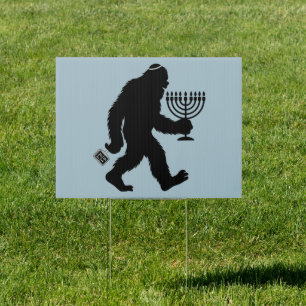 Jewish Bigfoot Hanukkah Chanukah Humor Hilarious Sign