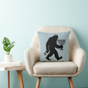 Jewish Bigfoot Hanukkah Chanukah Humor Hilarious  Throw Pillow